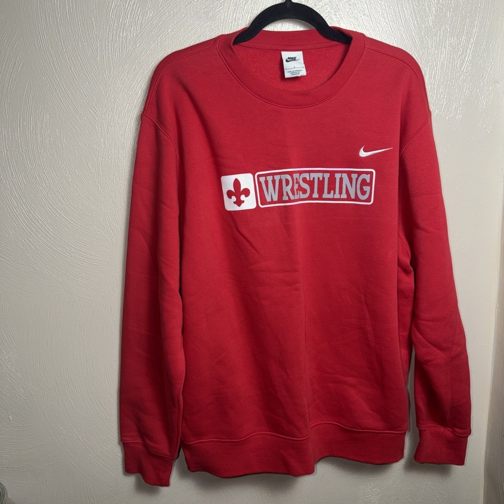 Nike Sweatshirt Wrestling Large Red Crewneck Pullover Fleece